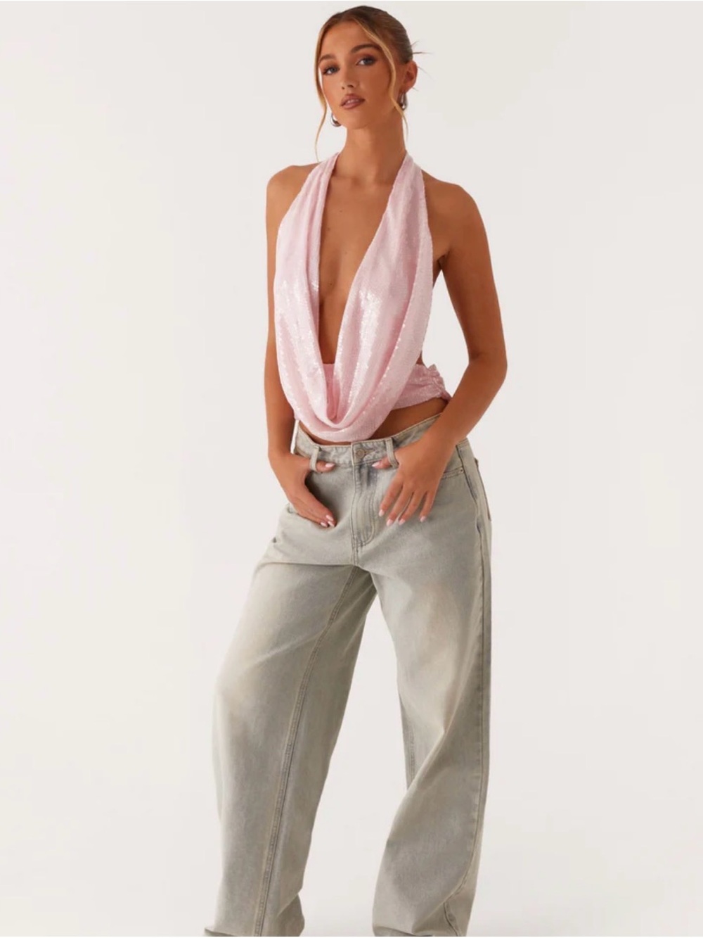 Peppermayo pink sawyer sequin top